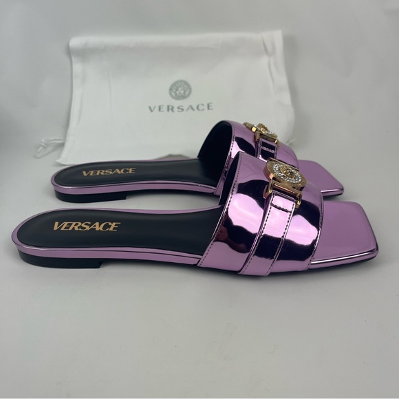 Versace Metallic Patent Leather Medusa Head With Rhinestone size 40 or 9.5 - Picture 8 of 16